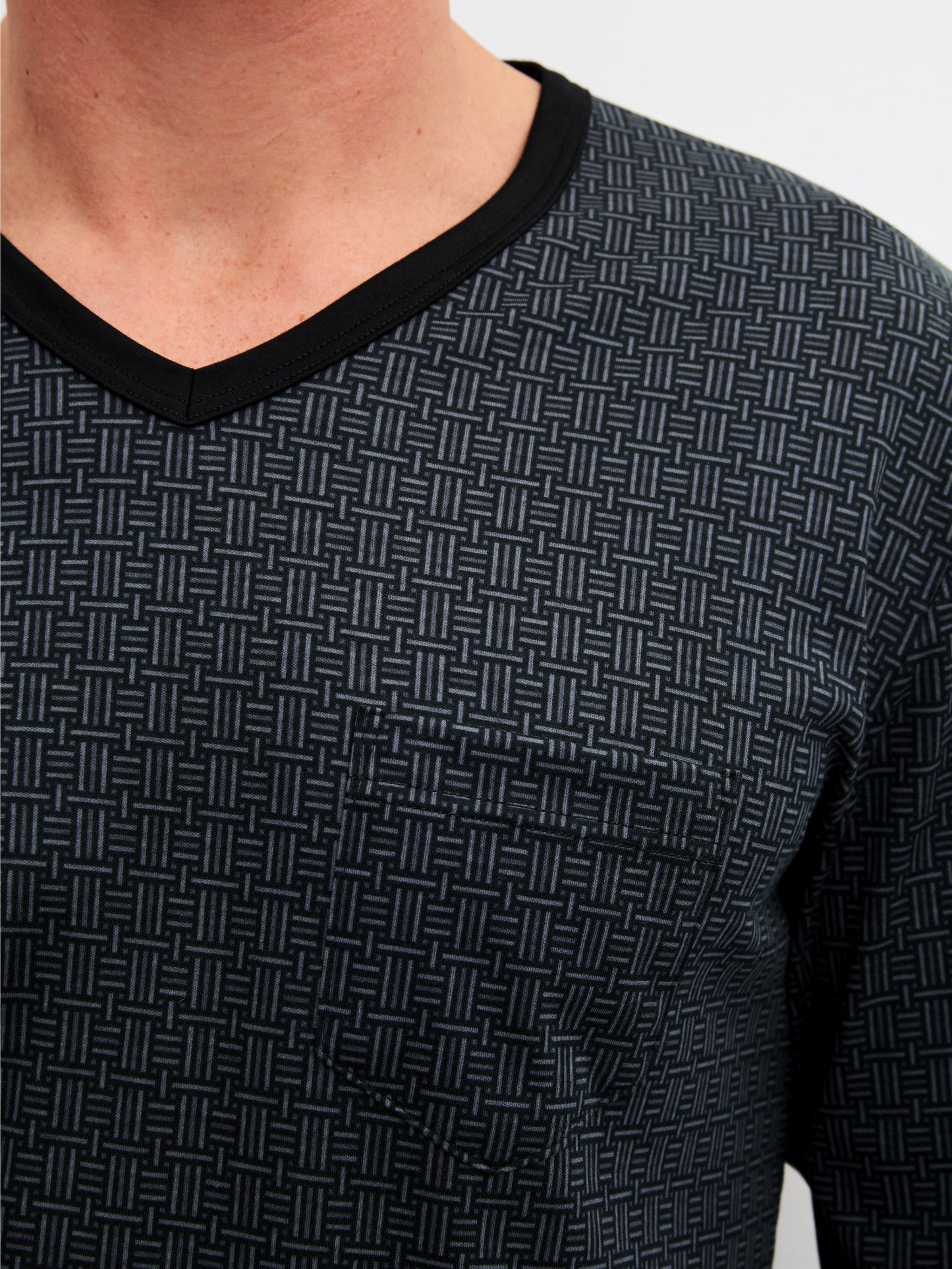 HERREN Pyjama mit Bündchen (Schwarz)