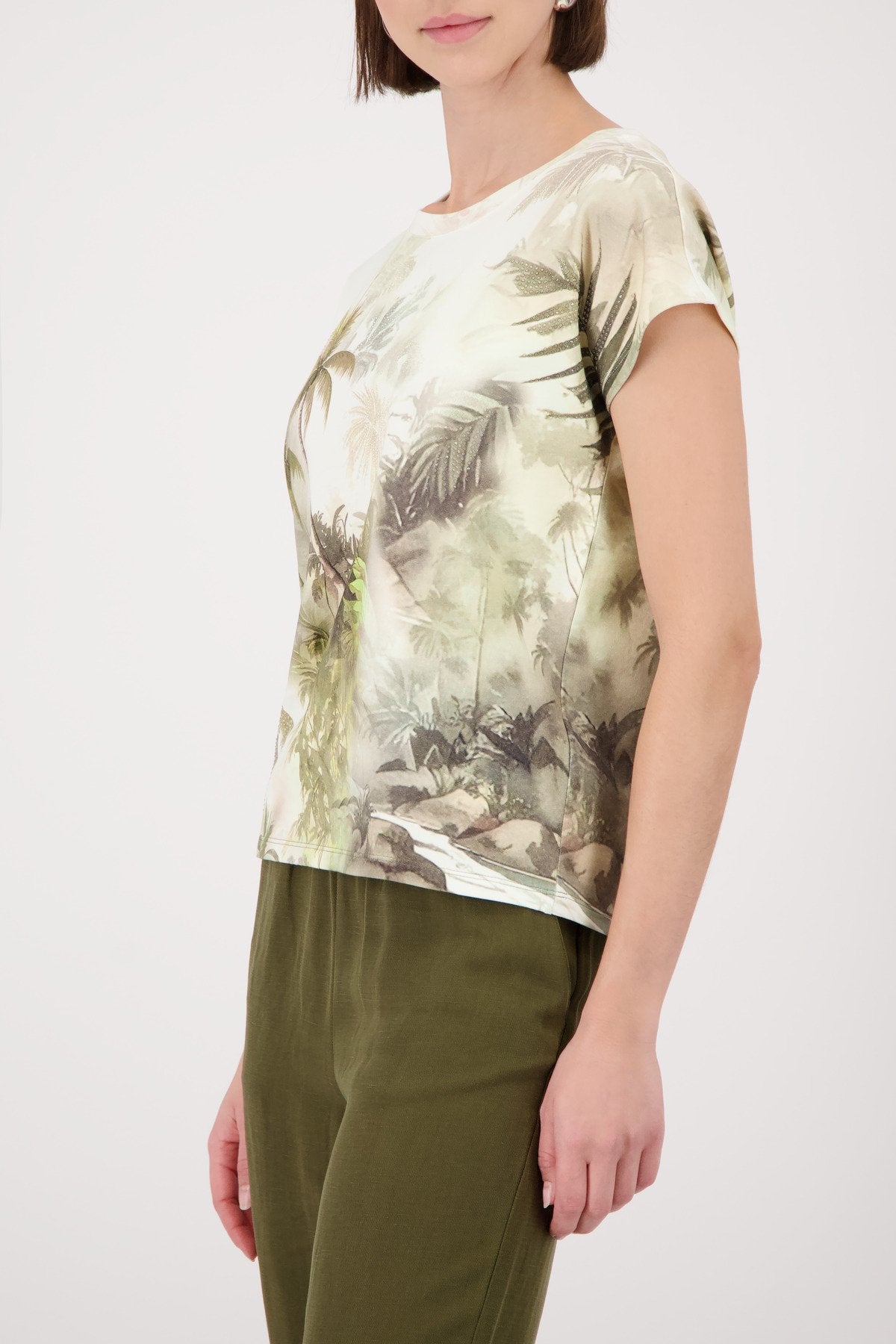 T-Shirt (Olive Gemustert)