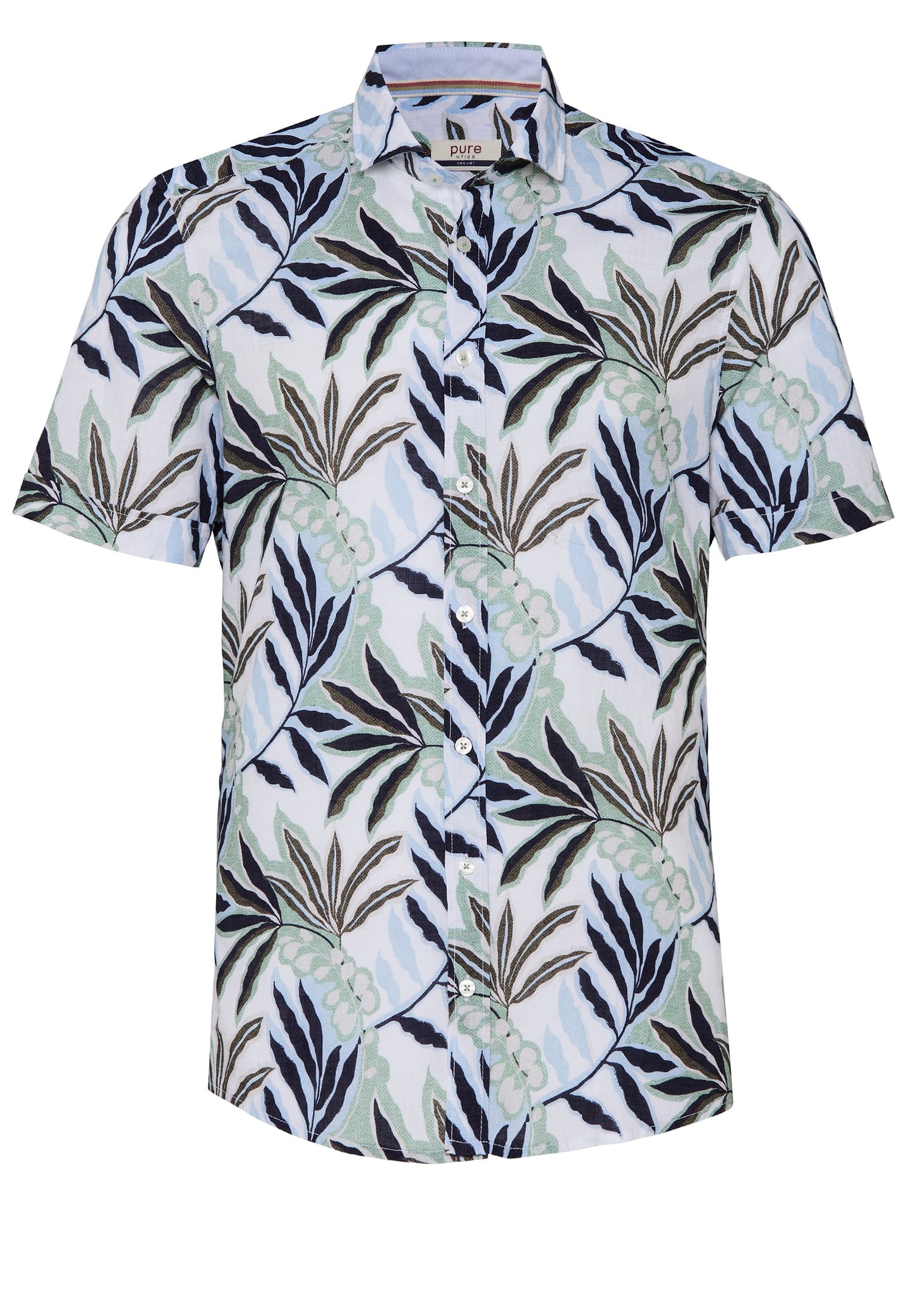 PURE- Casual Hemd Halbarm (Druck Grün)