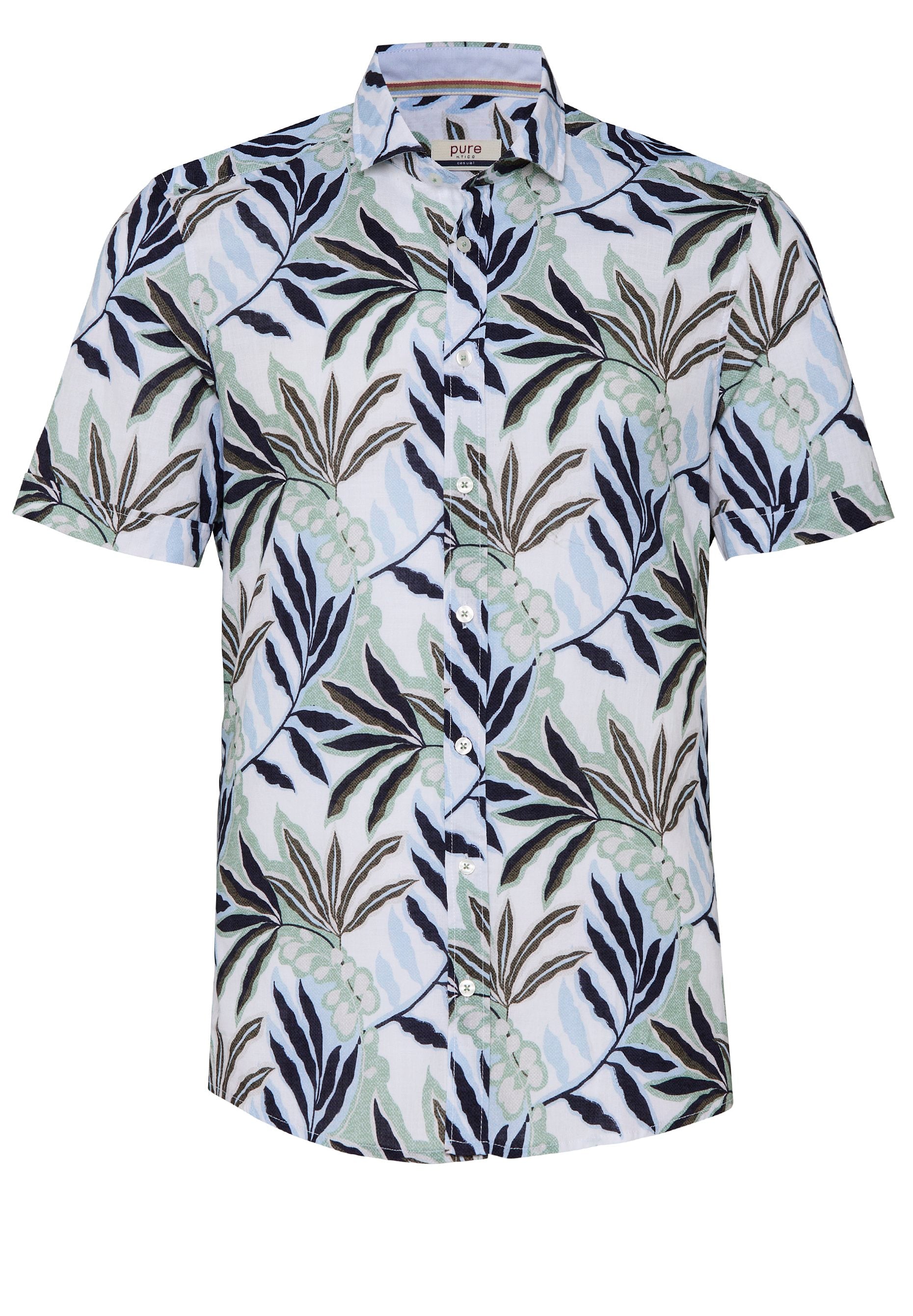 PURE- Casual Hemd Halbarm (Druck Grün)