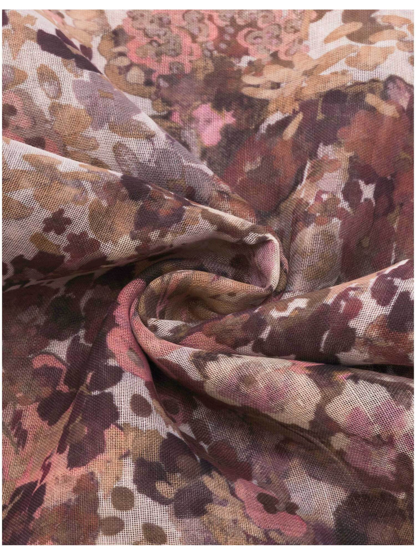 recyceltes Polyester Schal Sustainability Edition - Schal mit Millefleur Aquarell-Design (Butter Cream)