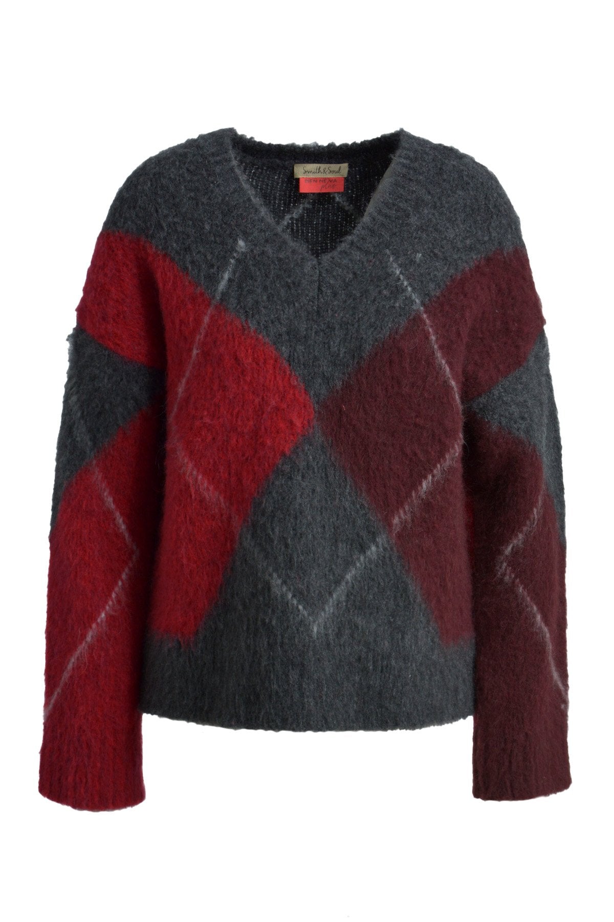 V-neck Argyle Pullover (Anthracite)