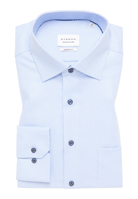 Hemd Twill Langarm (Mittelblau)