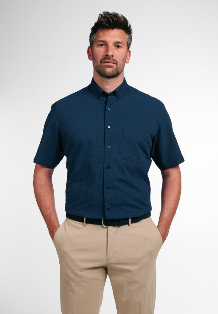 ETERNA Seersucker Hemd MODERN FIT (Marine)