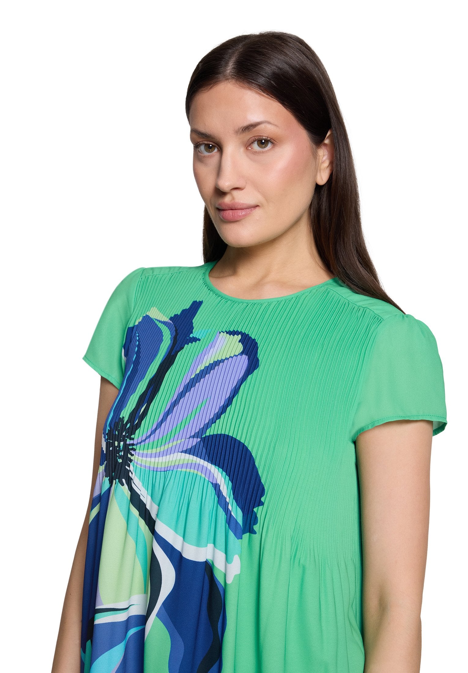 Plisseekleid (Green/cream)