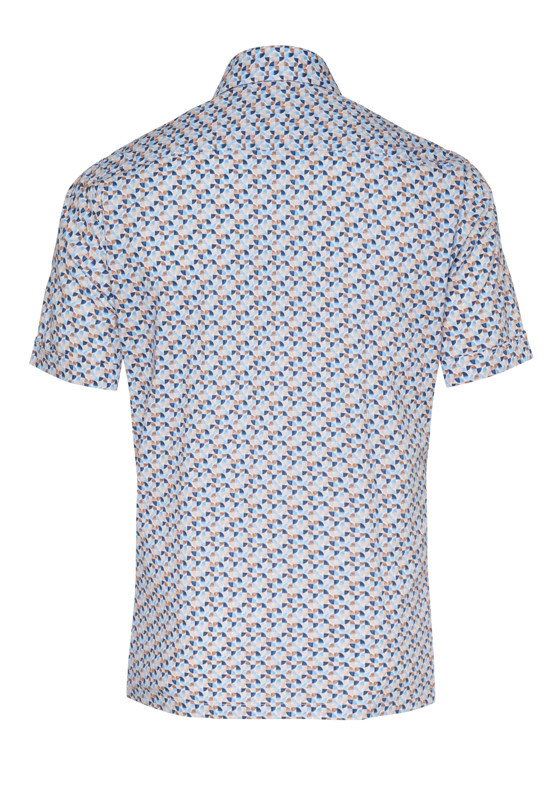 HATICO- Sport Hemd regular fit Halbarm (Druck Mittelblau)