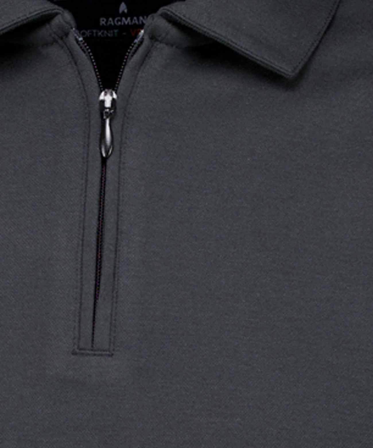 Softknit-Polo mit Zip, Velvet Touch (Schwarz)