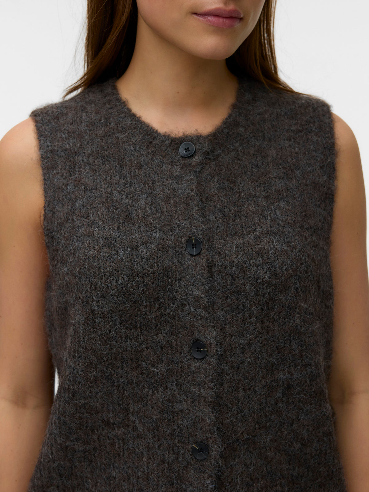 Vmnovah Sl O-neck Button Vest Noos (Chocolate)