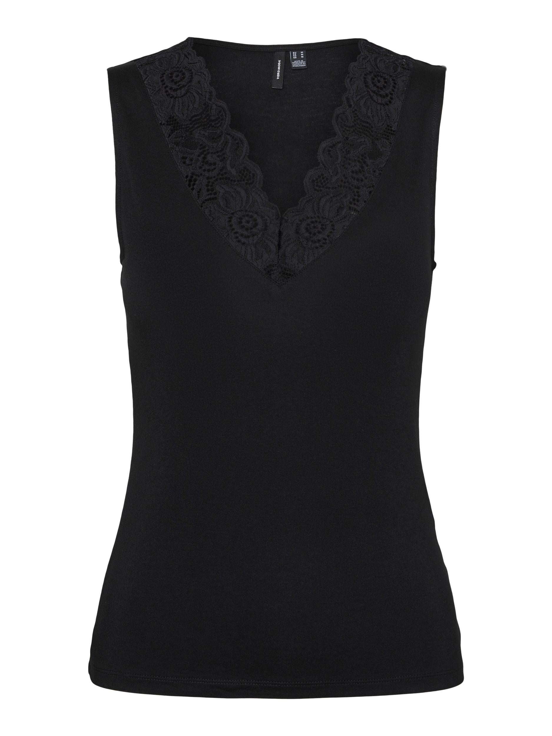 Vmrosa Sl V-neck Top Jrs Noos (Black)