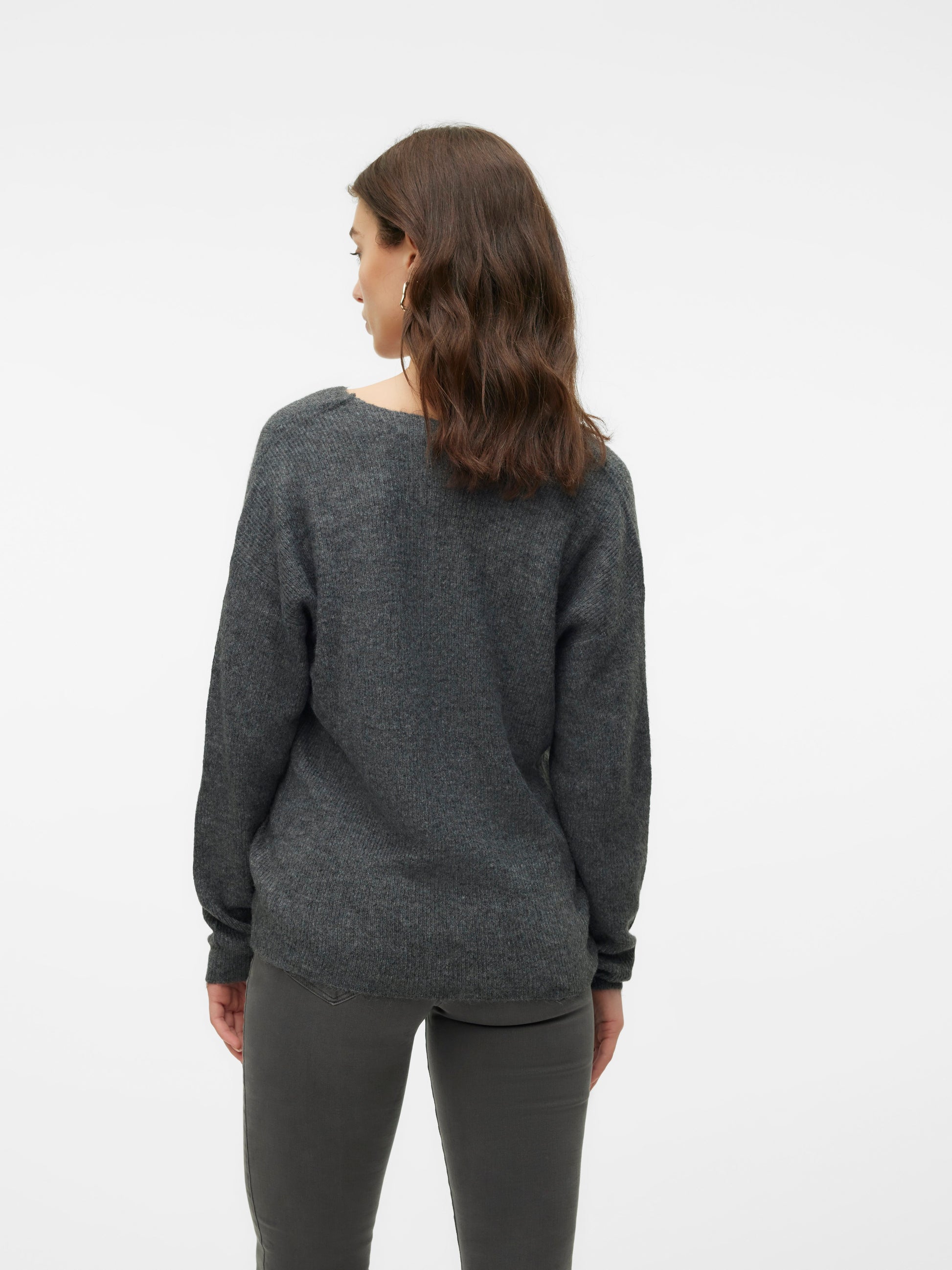 Vmcrewlefile Ls V-neck Blouse Noos (Medium Grey M)
