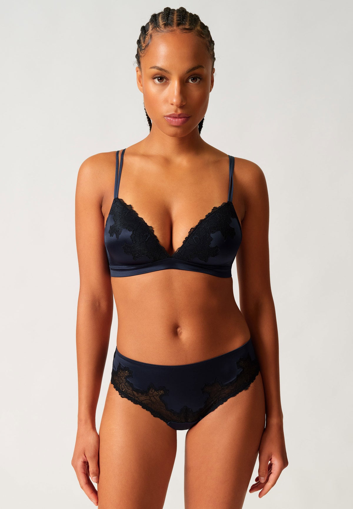 Skiny Damen Cheeky Panty Satin Dreams (Black Iris)