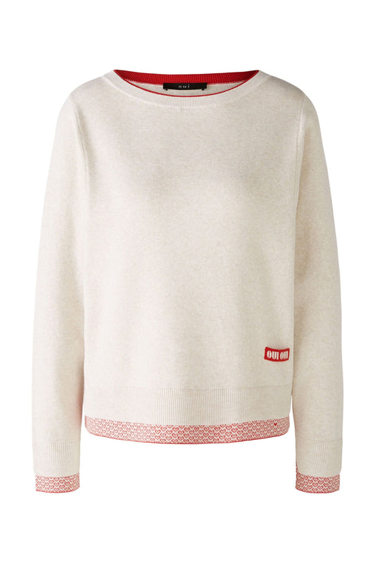 Pullover reine Baumwolle (White Red)