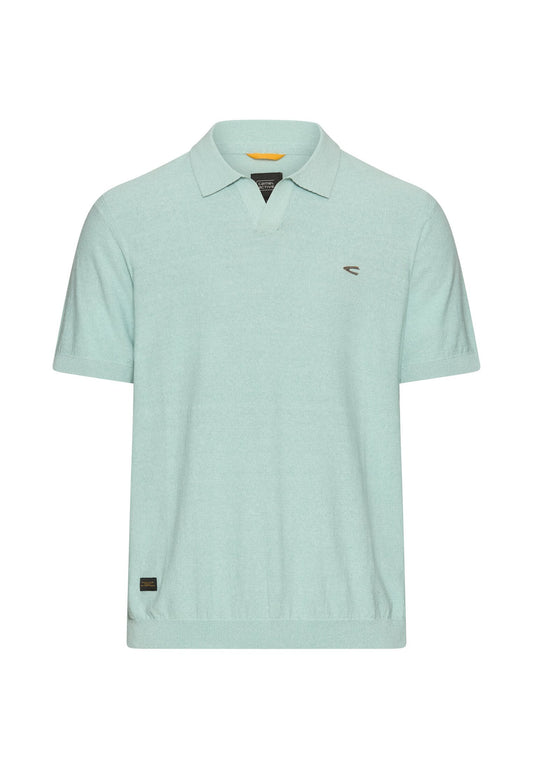 Meliertes Kurzarm Poloshirt aus Baumwolle (Ocean Green)