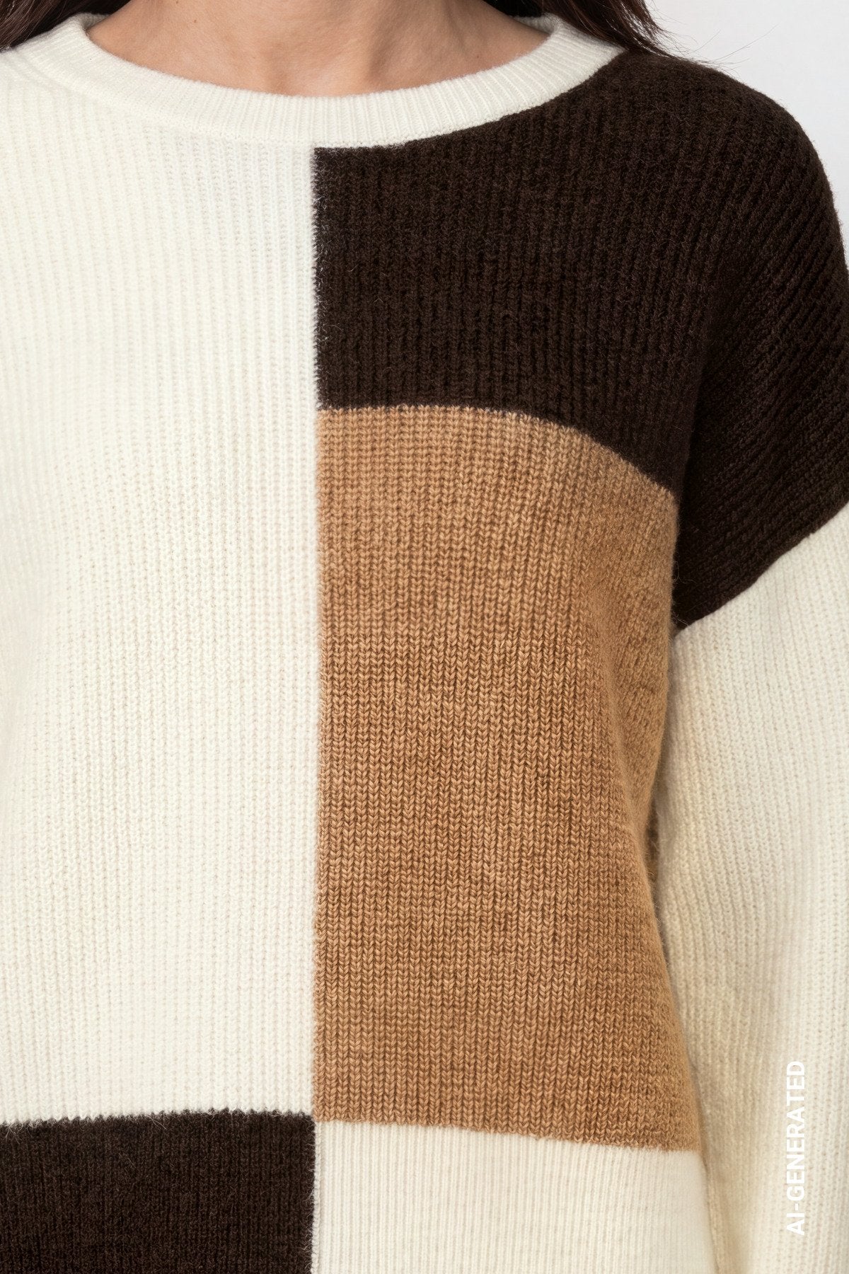 Strickpullover mit Colorblock (Antique White)