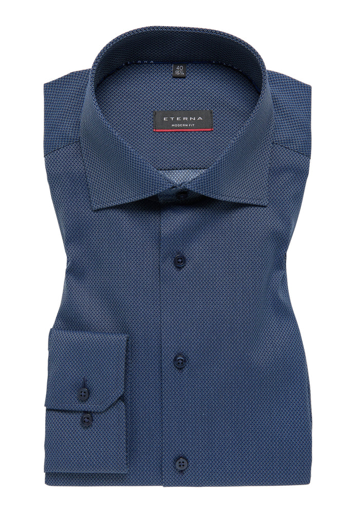 ETERNA strukturiertes Baumwoll-Hemd MODERN FIT (Marine)