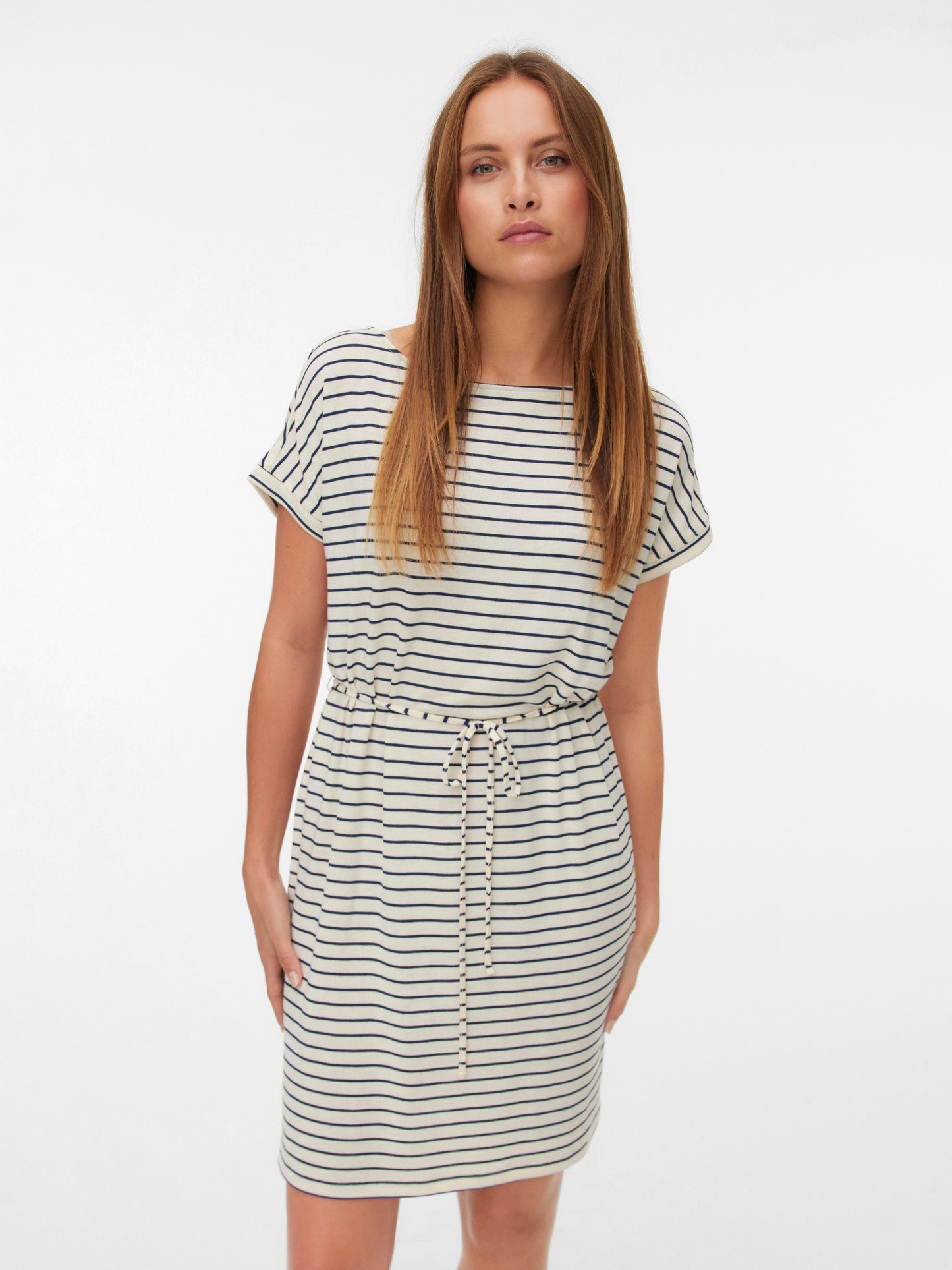 Vmholli Ss Boat-neck Short Dress Jrs (Birch/navy)