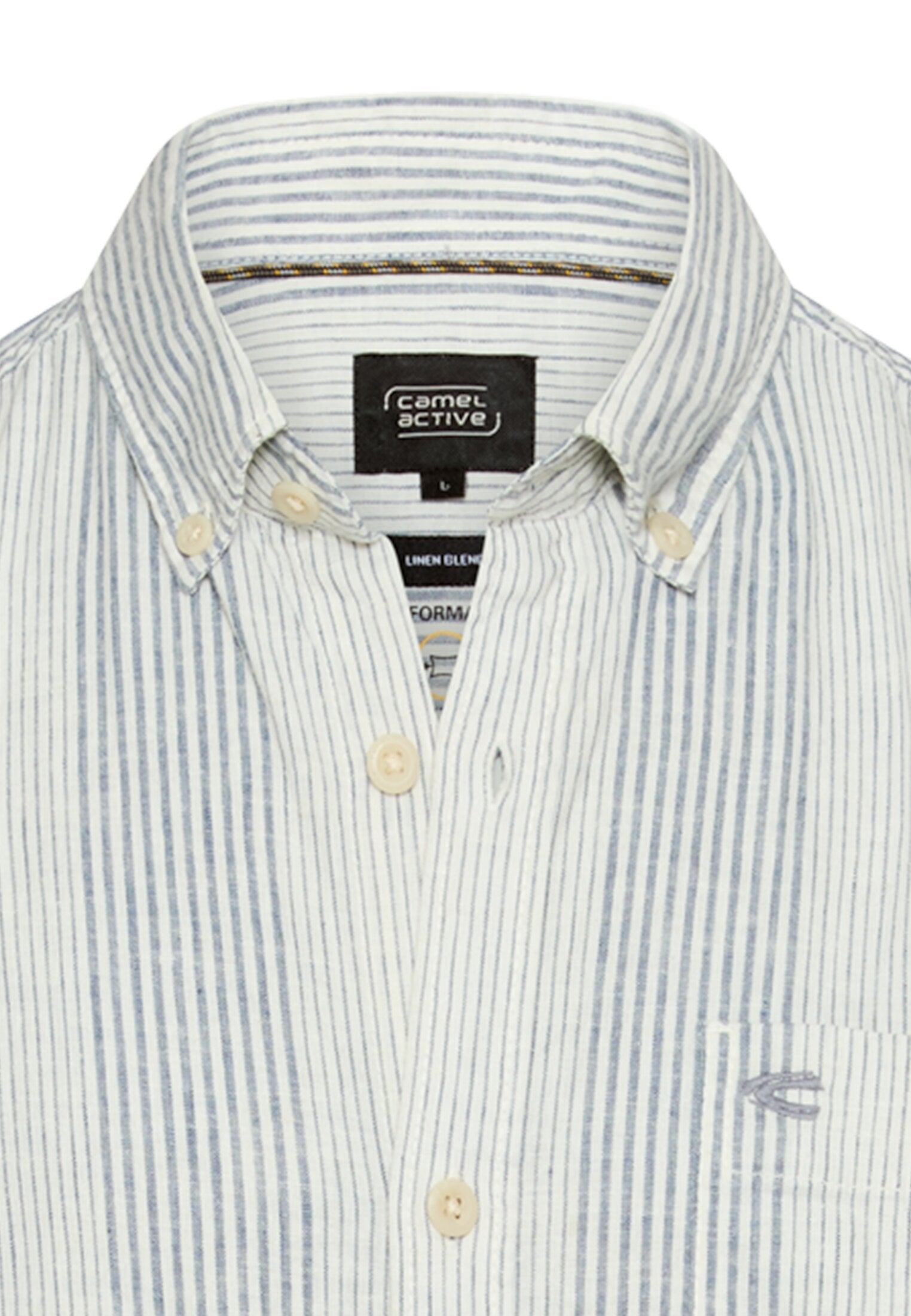 Kurzarmhemd aus Leinenmix (Indigo Blue)