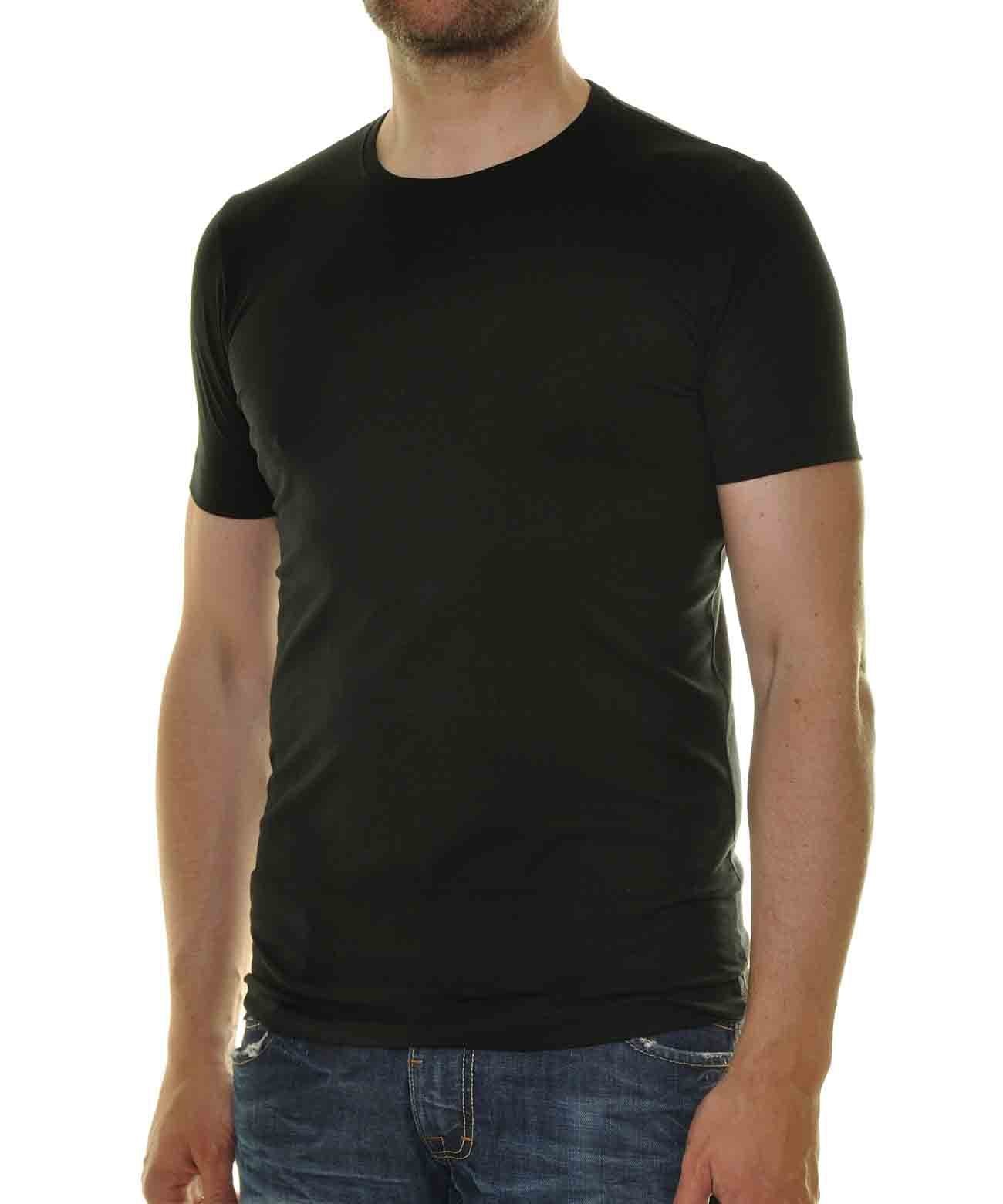 2 T-Shirt Doppelpack Bodyfit mit Rundhals (Schwarz)