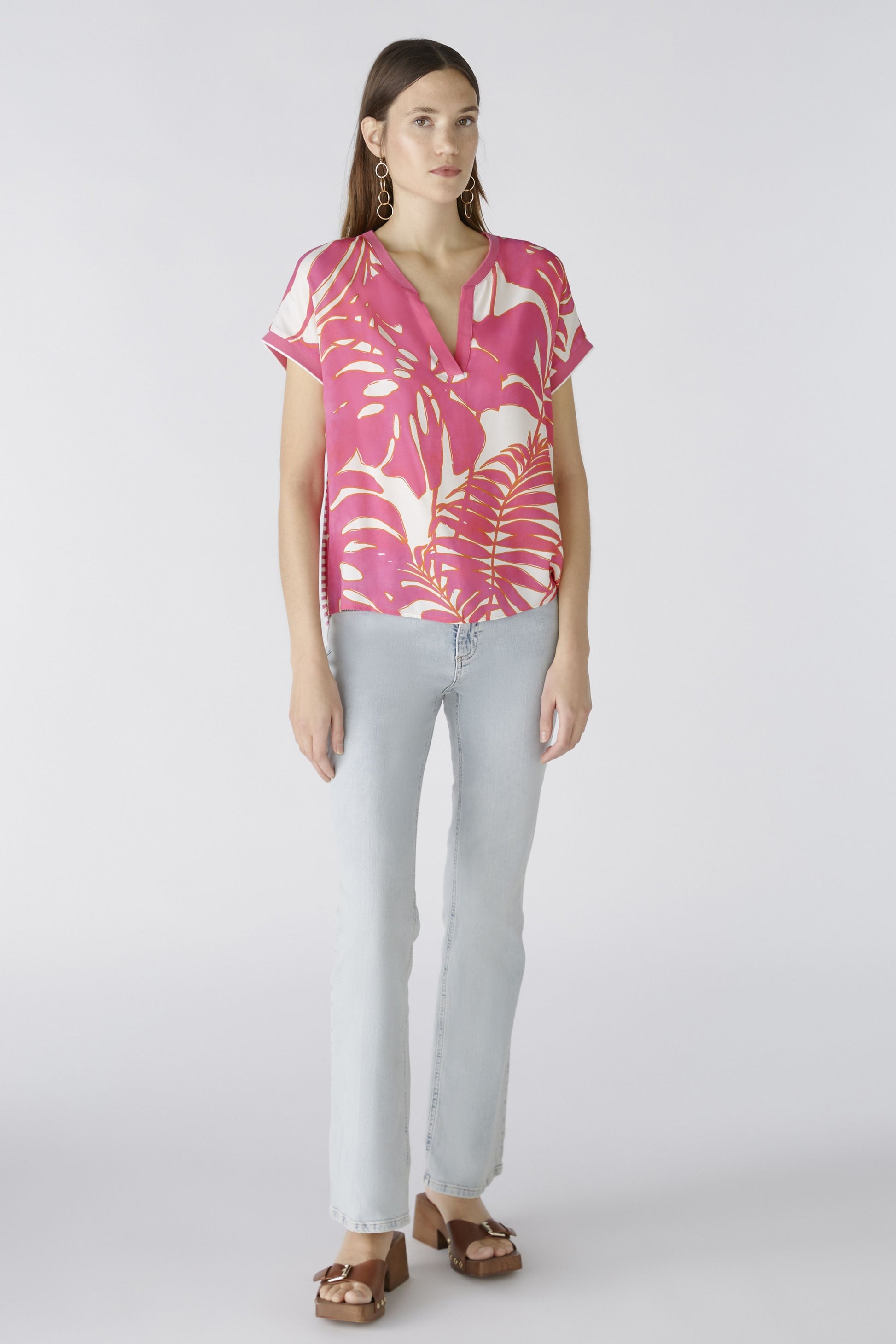 Blusenshirt Viskosepatch (Pink White)