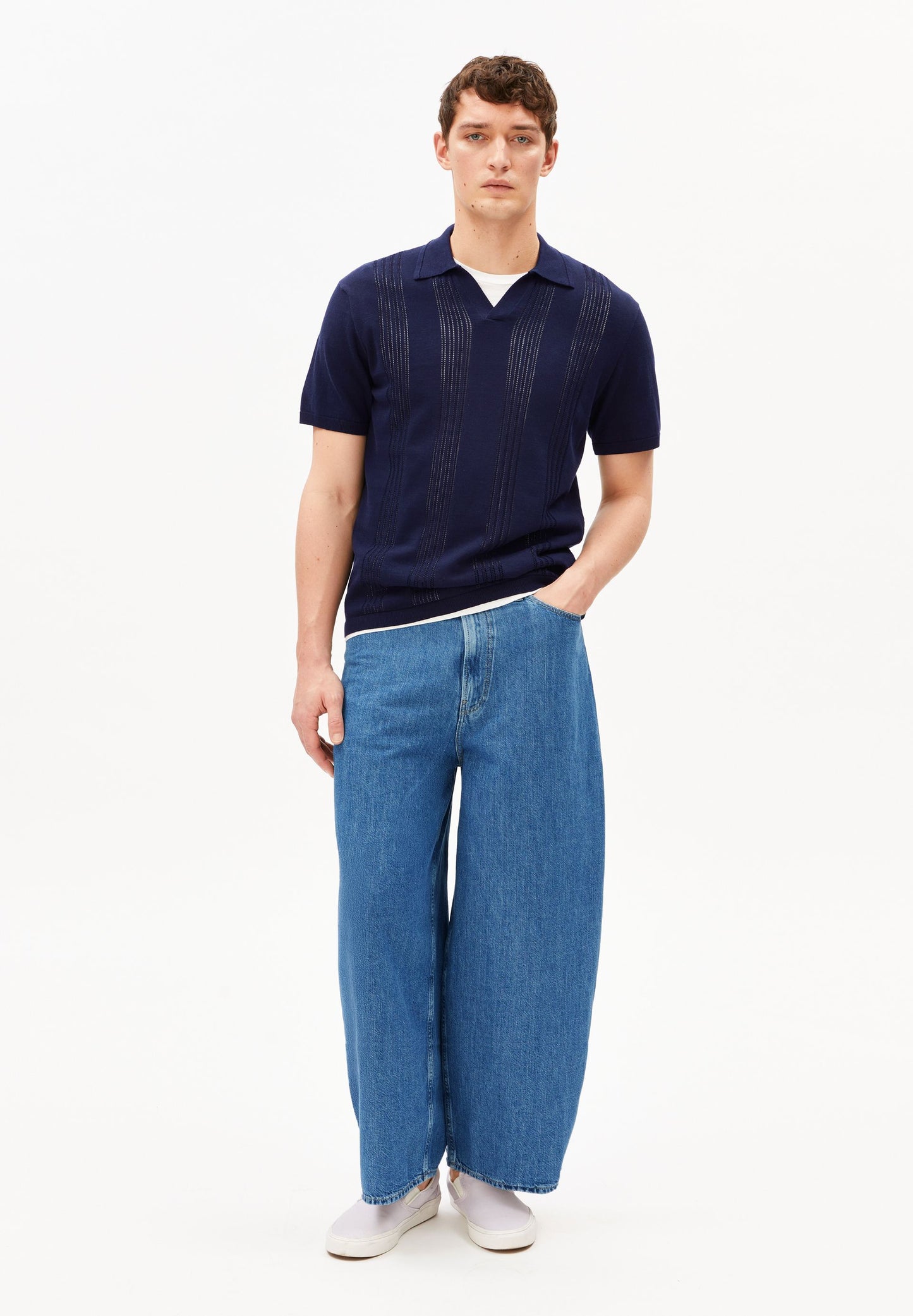 Cotton Knit Poloshirt (Tinted Navy)