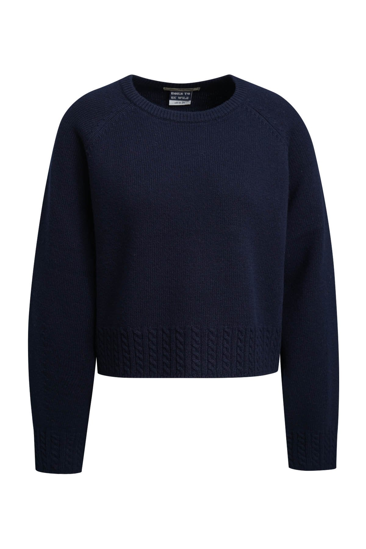 Round Neck Pullover Cable Hem (Marine)