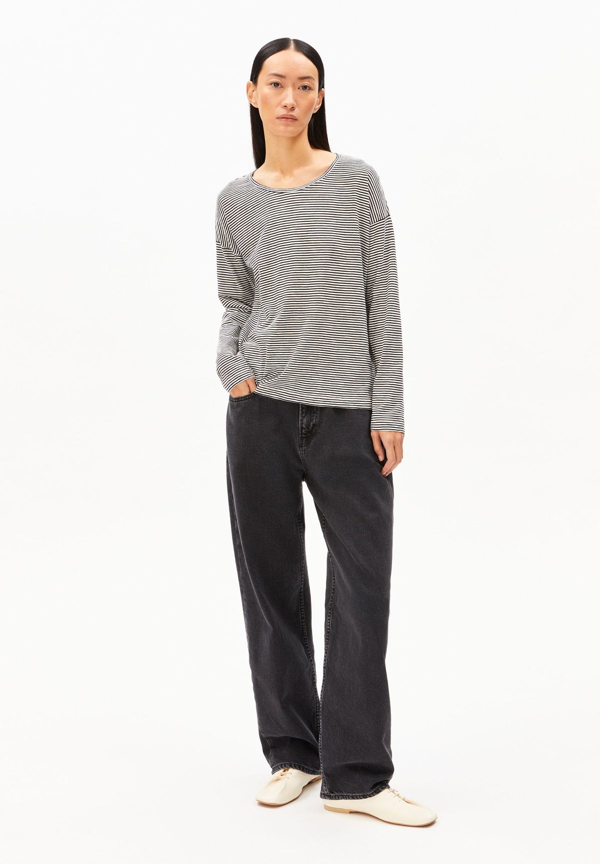 Xianaa Stripe Longsleeve (Black-oatmilk)