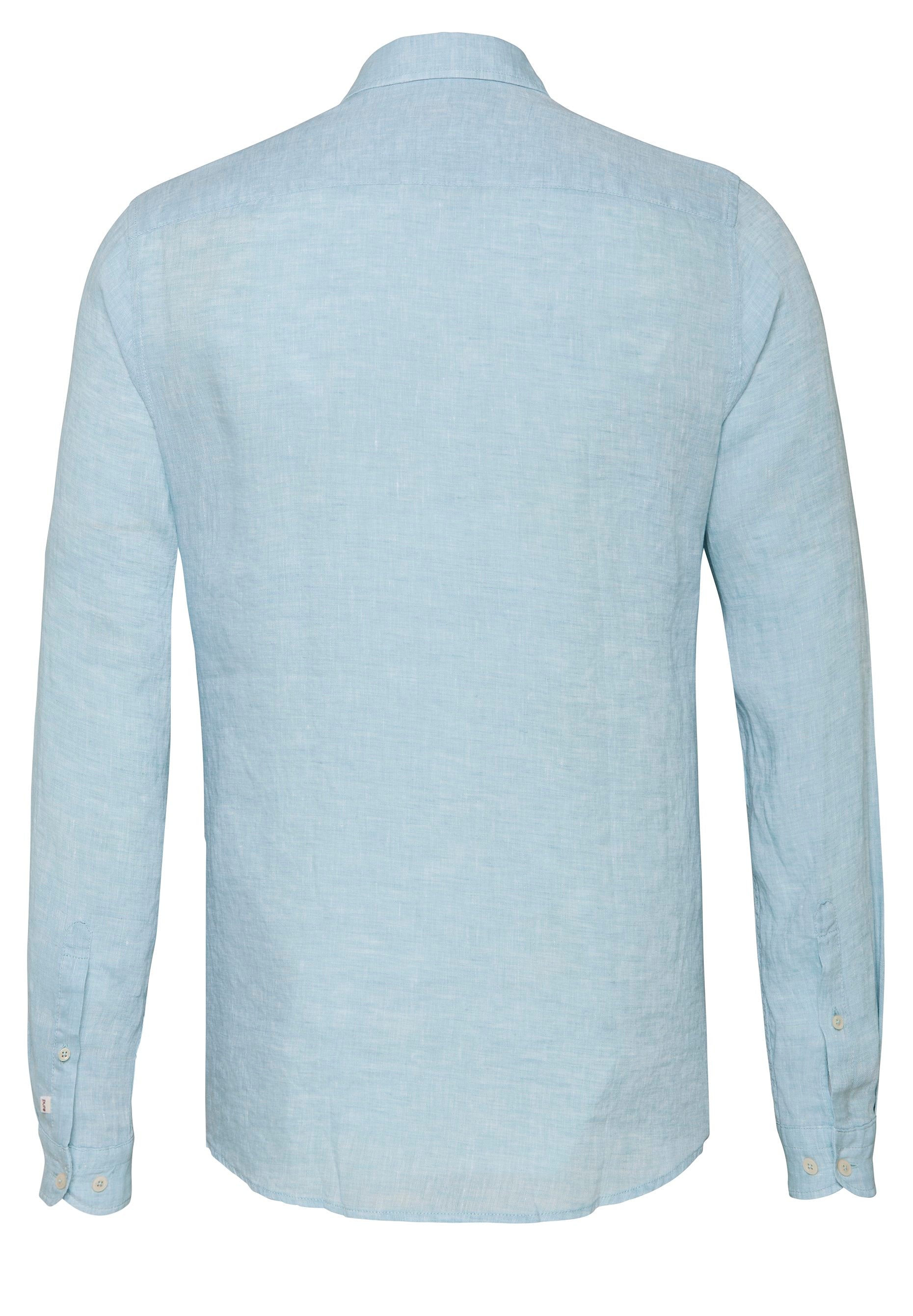 PURE- Casual Hemd Langarm (Uni Aqua)