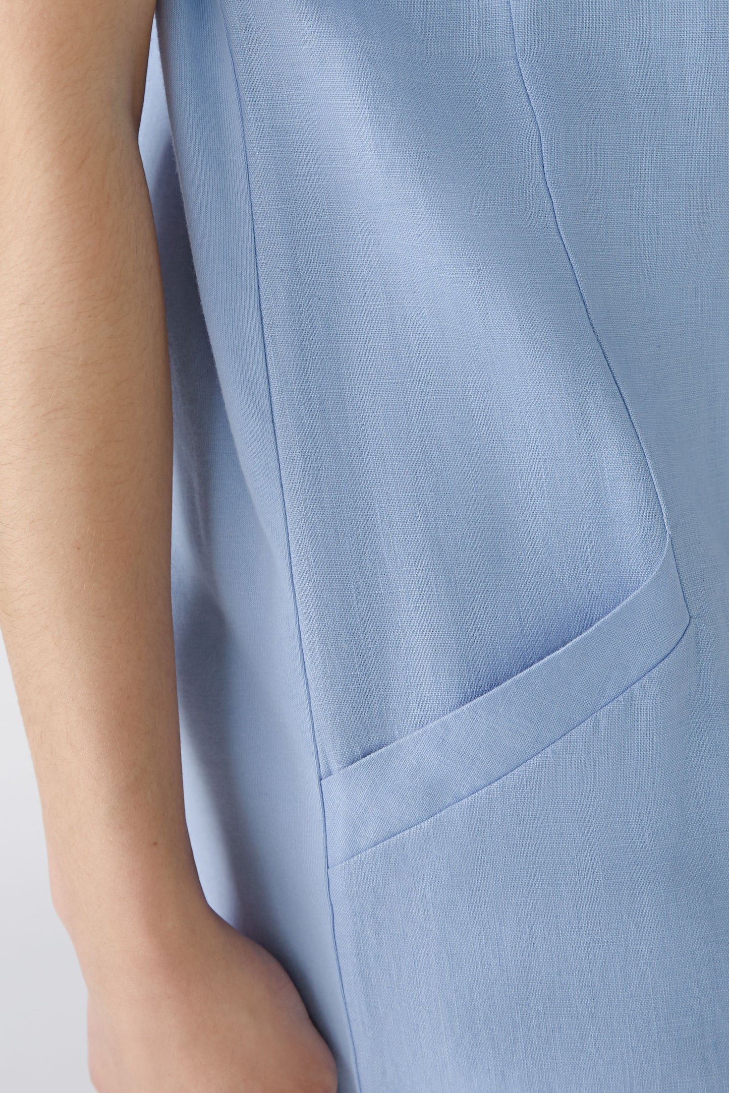 Kleid Leinen-Baumwollpatch (Light Blue)