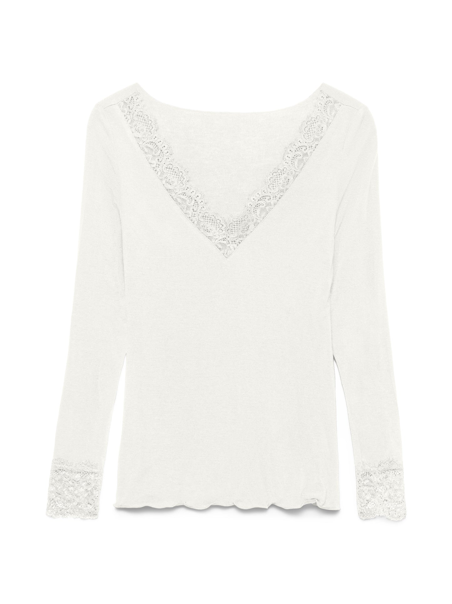Vmskye Ls V-neck Lace Top Jrs Noos (Snow White)