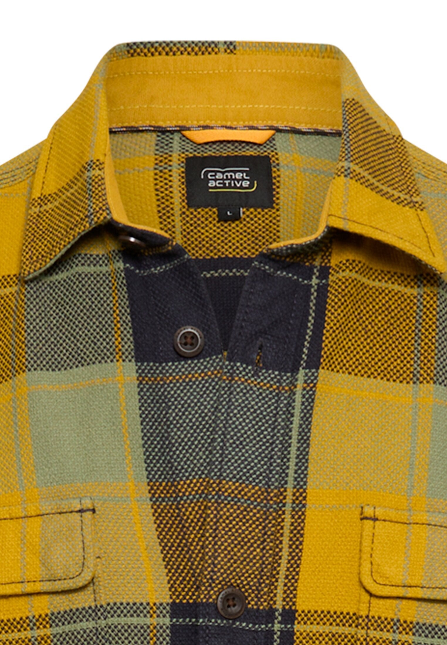 Schottenkarohemd mit Pattentaschen (Moss Yellow)