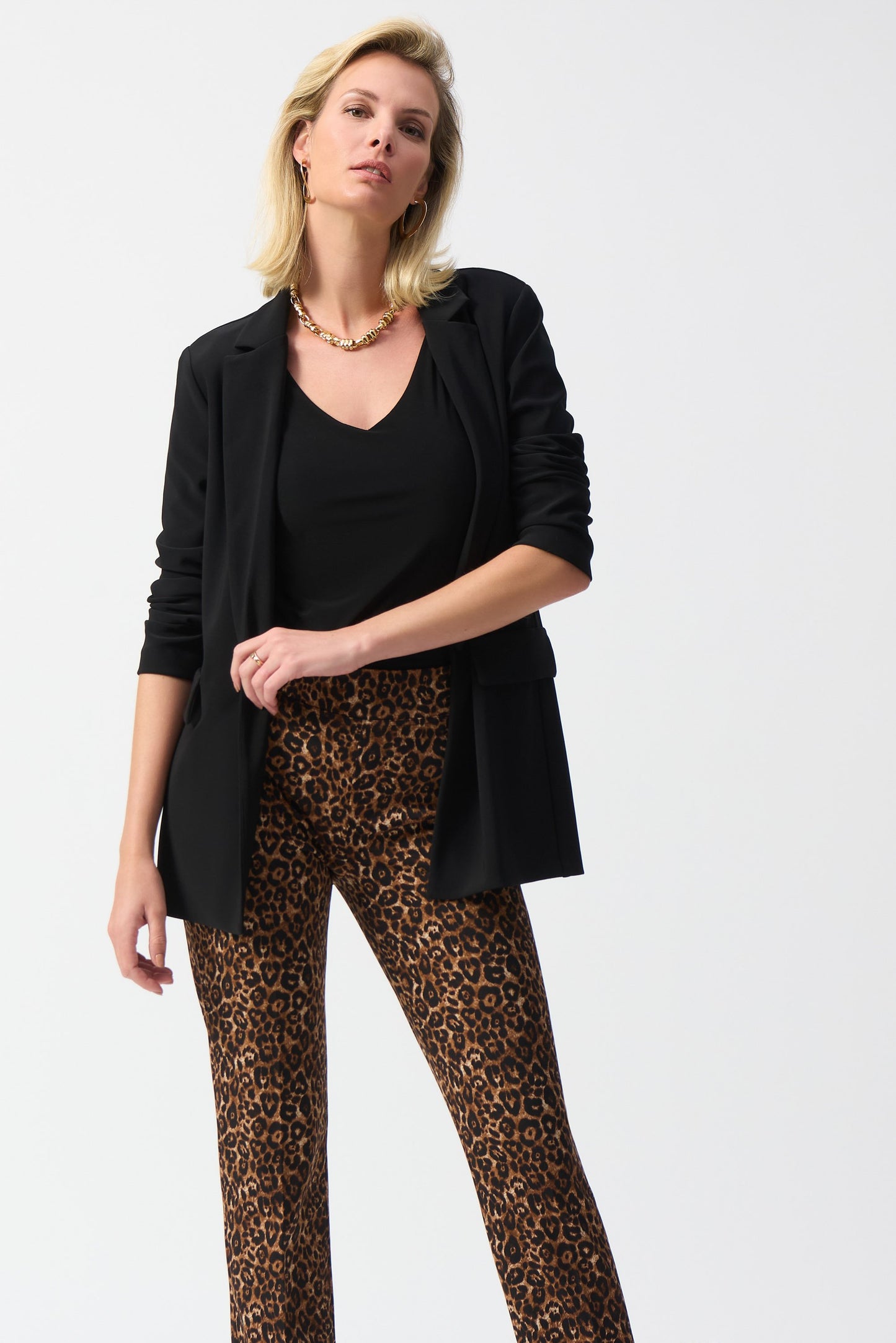 Schlupfhose aus feinem Jersey mit Animalprint (Beige/schwarz)