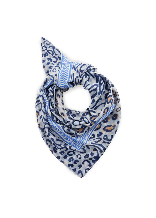 Dreieckstuch aus recyceltem Polyester mit Leoparden-Muster (Blu2 Blau)