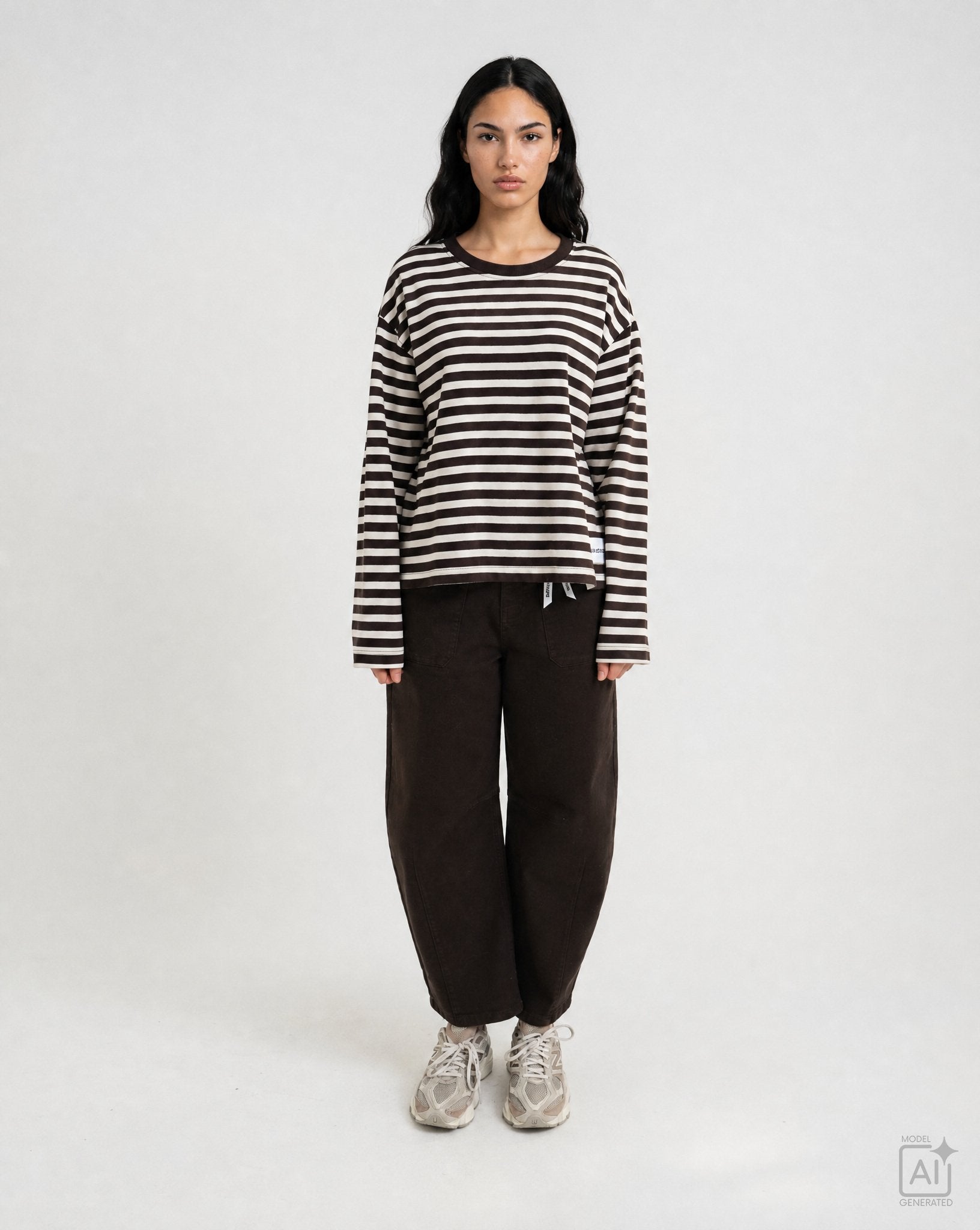 Boxy Sweatshirt Soul Studio Striped (Dark Choc)