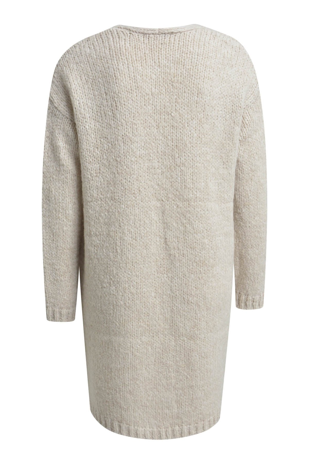 Open Cardigan Mid Length (Wool White)