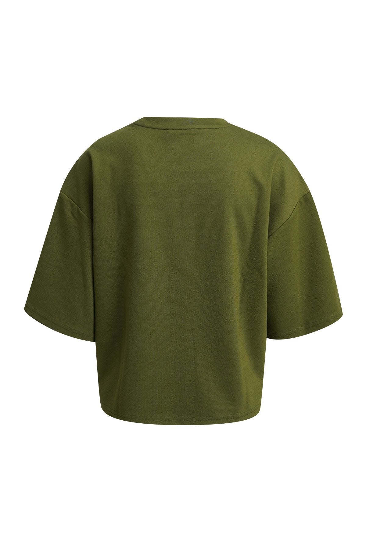 Boxy Sweat Half Sleeve Metallic Application (Olive)