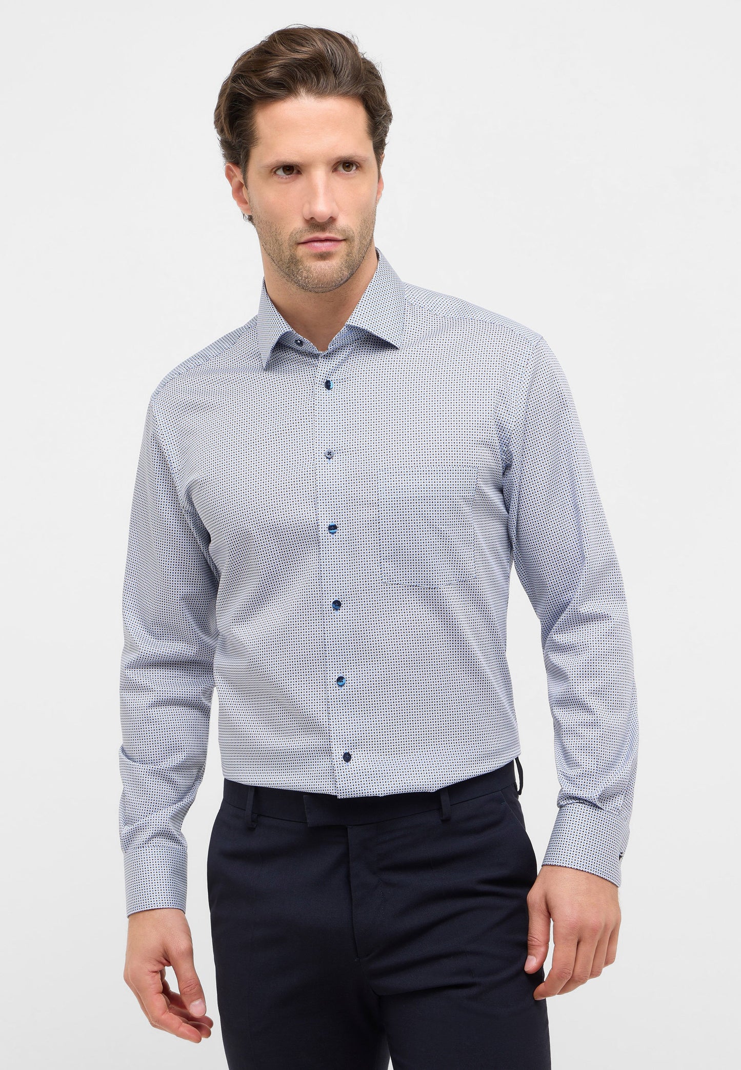 Hemd Twill Langarm (Mittelblau)