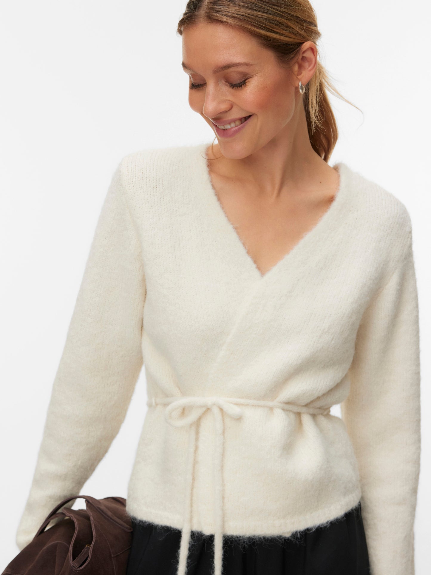 Vmcora Ls V-neck Wrap Cardigan Boo (Birch/soli)