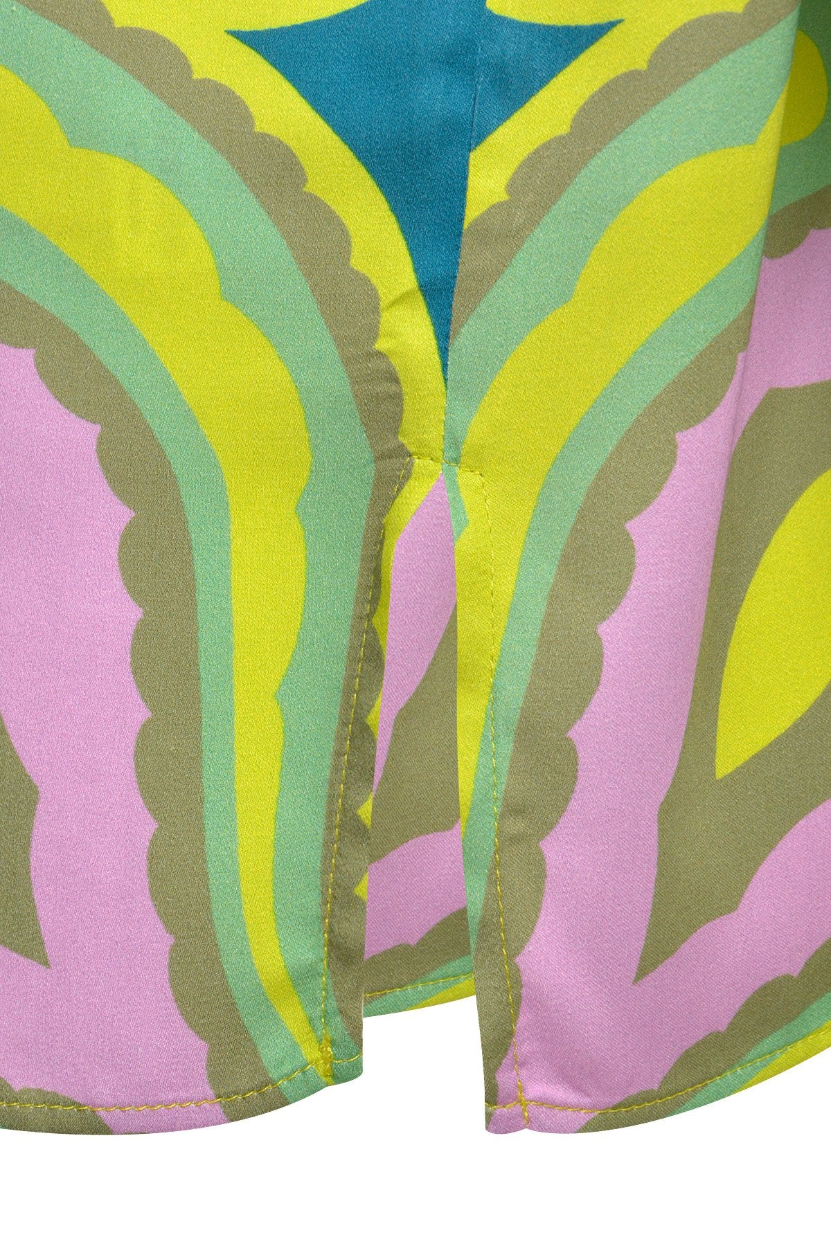 Shirt Collar Half Slv Blouse (Lime Print)