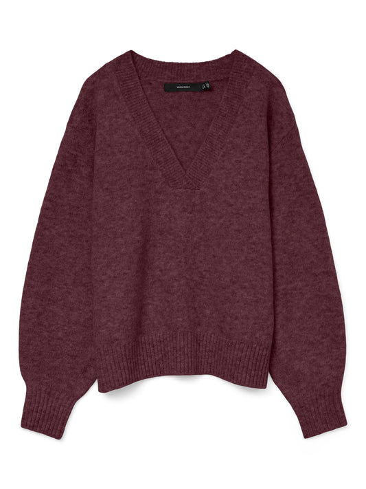 Vmboom Ls V-neck Pullover Noos (Winetastin)