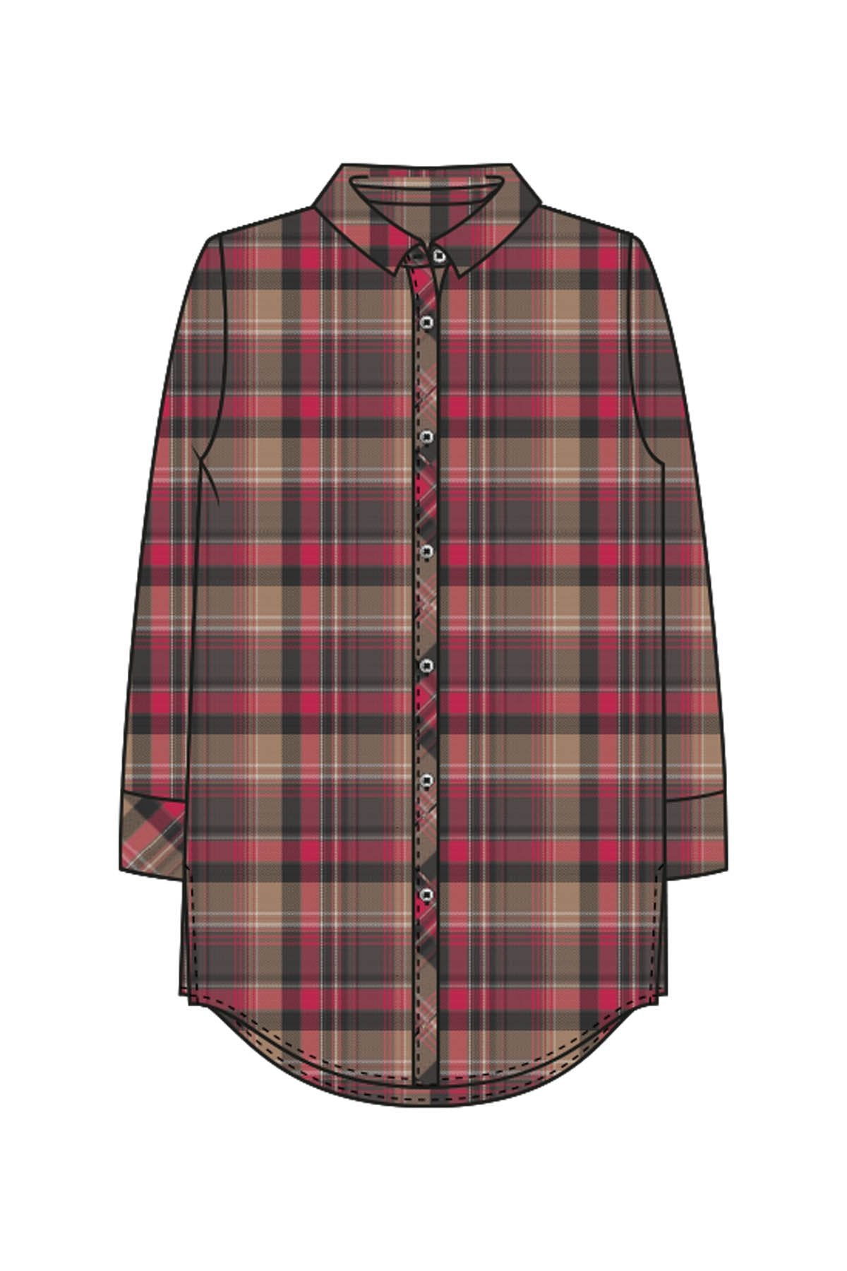 Big Check Shirt Blouse (Dark Choc Print)