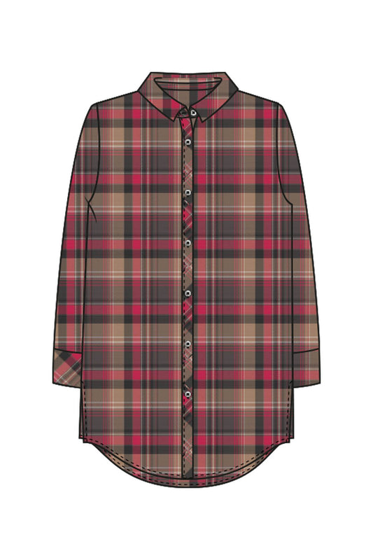 Big Check Shirt Blouse (Dark Choc Print)