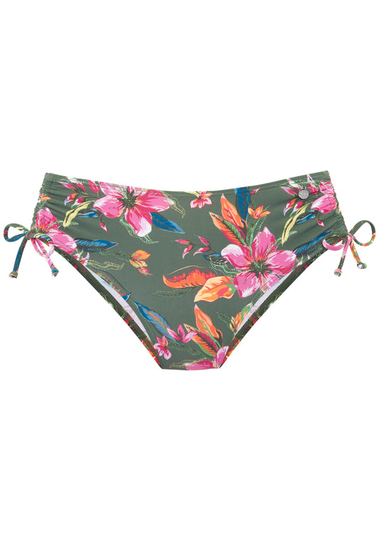 LASCANA Bikinihose mit Raffung (Oliv Print)