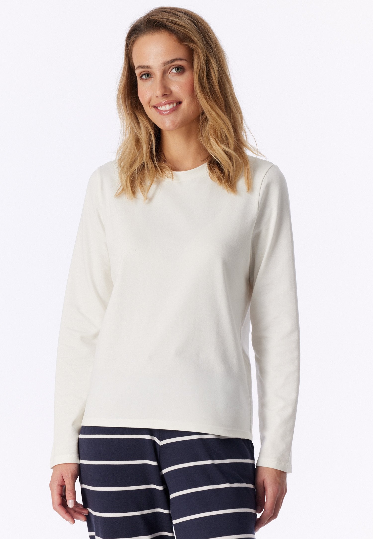 Shirt langarm Rundhals (Naturweiss)