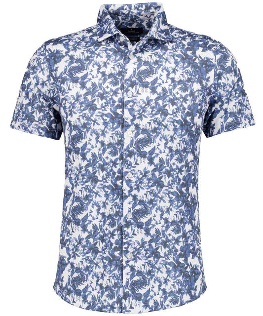 Softknit-Hemd mit Print, kurzarm (Blau Mel)