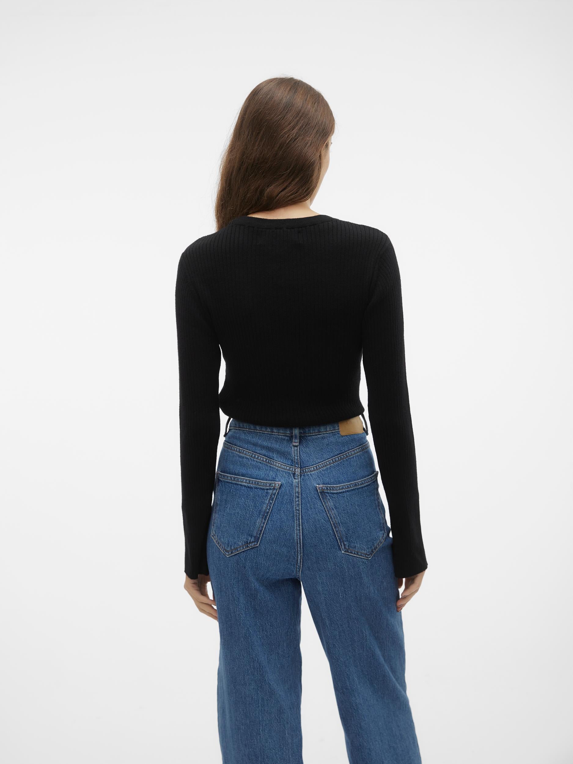 Vmgold Rib Ls O-neck Pullover (Birch/w. B)