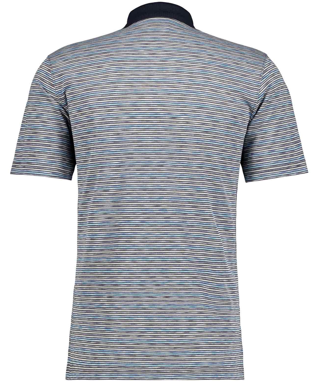 Softknit-Polo gestreift, kurzarm (Marine)
