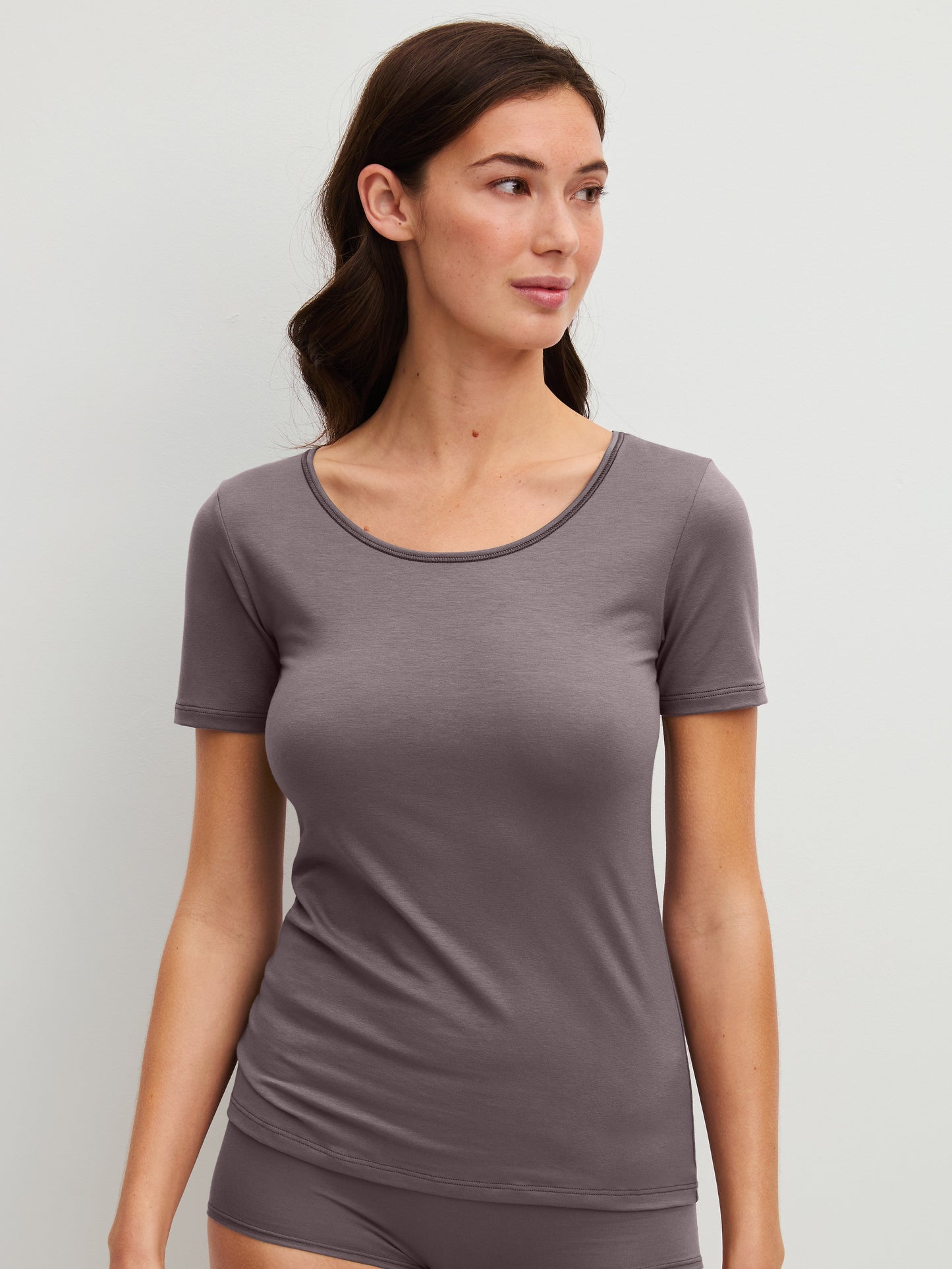 DAMEN Top kurzarm (Sparrow Brown)