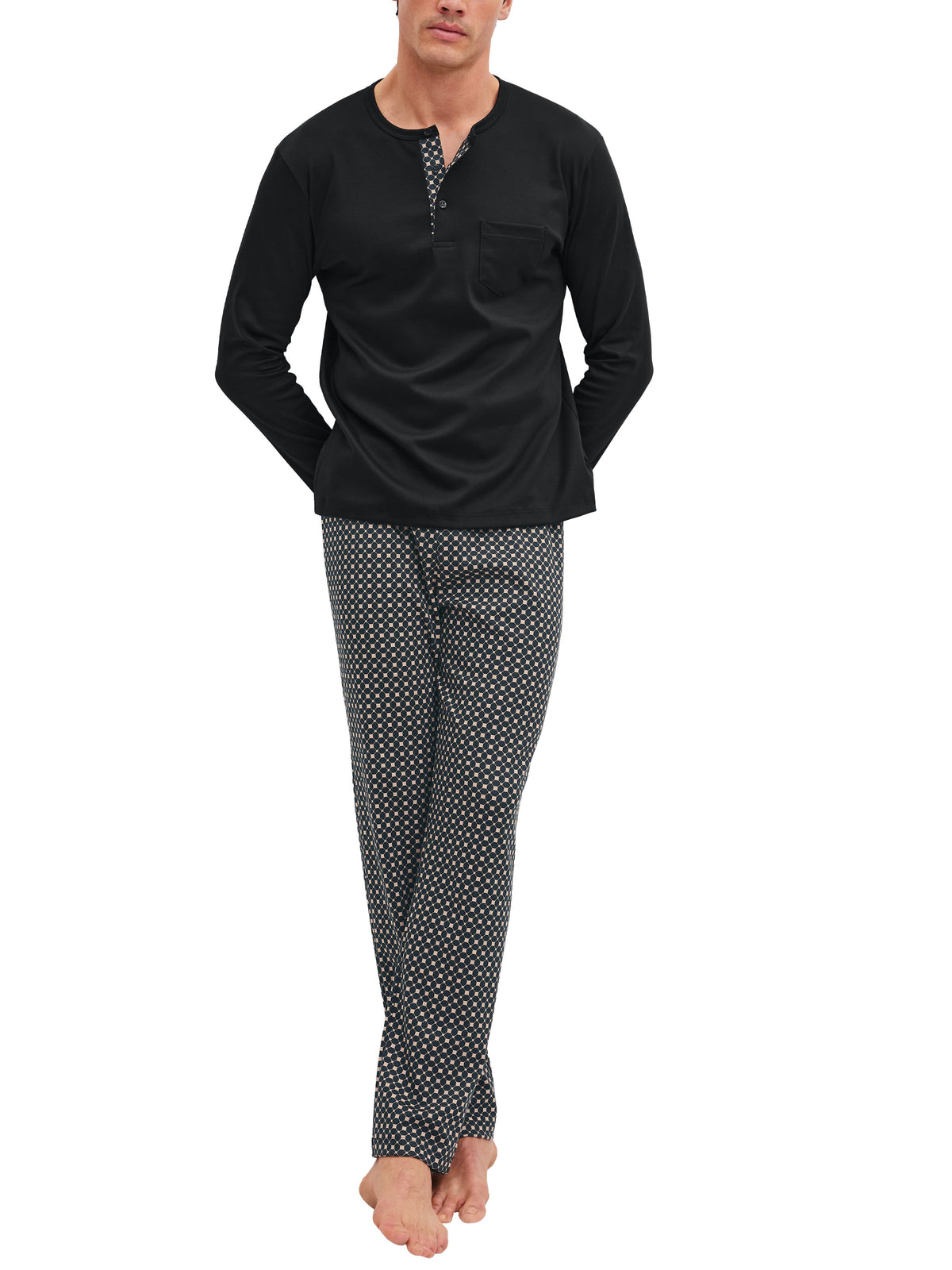 HERREN Pyjama (Schwarz)