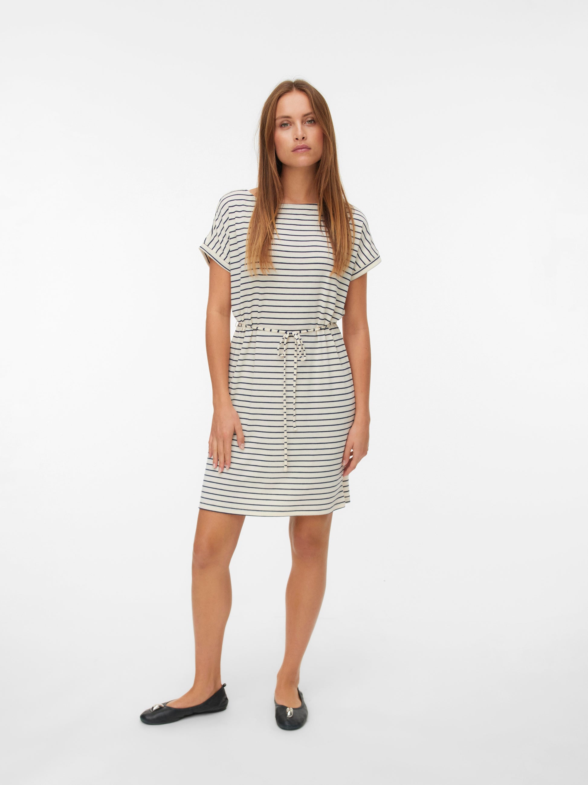 Vmholli Ss Boat-neck Short Dress Jrs (Birch/navy)