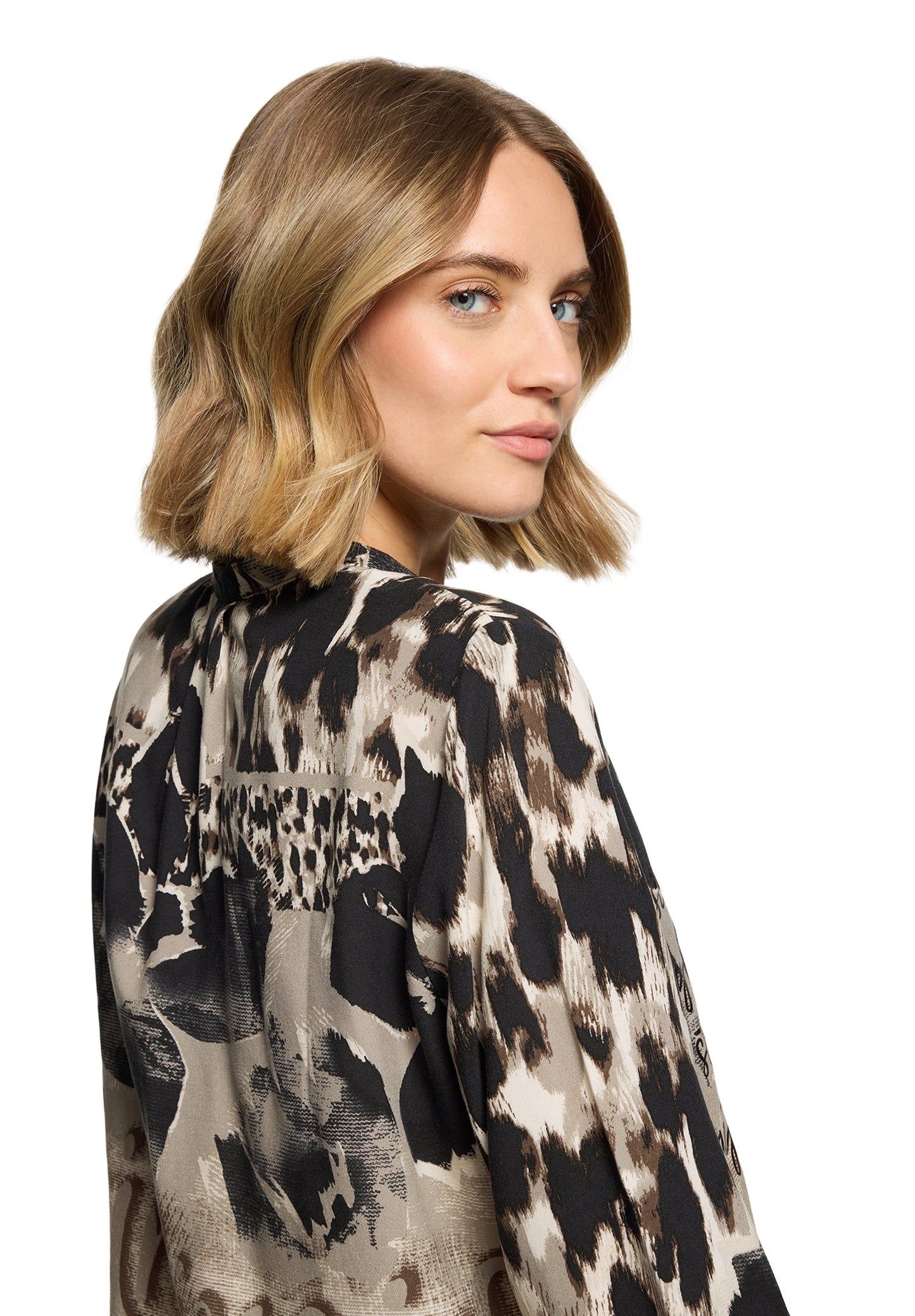 Longbluse (Beige/black)